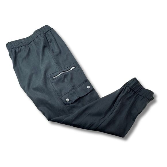 Banana Republic Cargo Jogger Pants Womens Petite Medium Black Soft Tencel - Picture 6 of 13